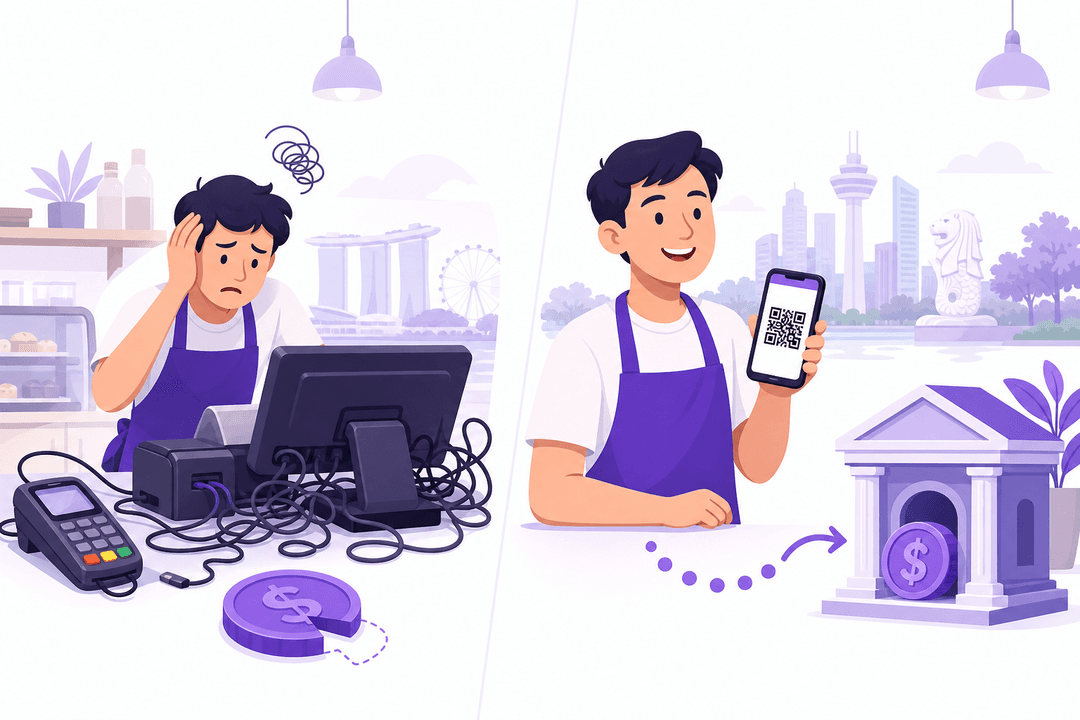 Full payment processor with POS terminal versus simple PayNow QR — why pay for what you don't use