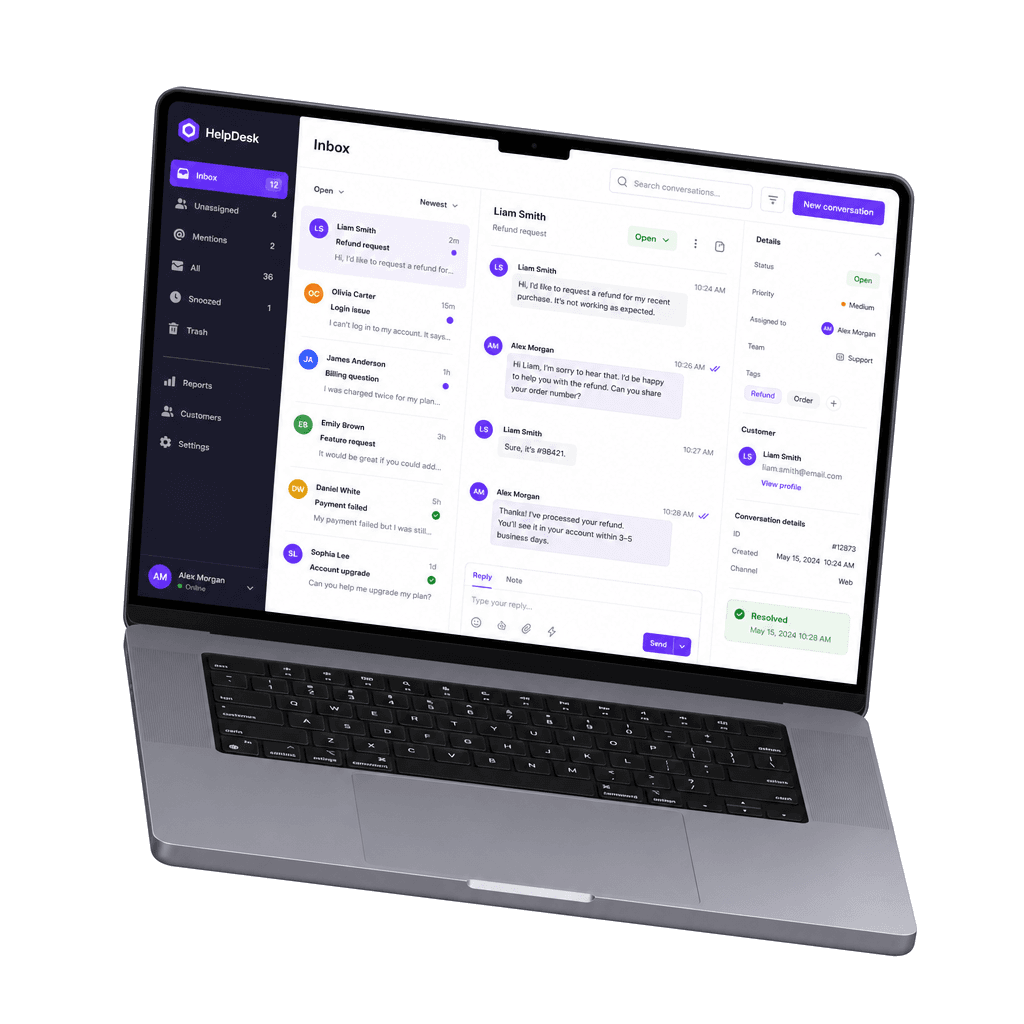 AI customer support dashboard — resolving tickets automatically